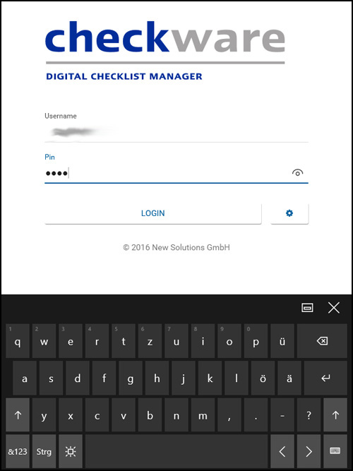 Anmeldung an der Checkware-App auf einem mobilen Gerät mit einer PIN
