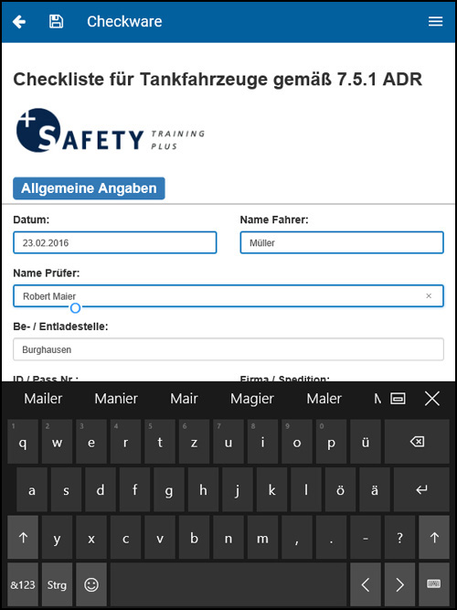 Checkliste bzw. Formular bearbeiten und ausfüllen