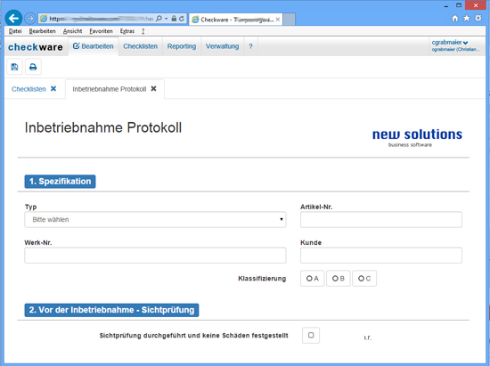 Verwendung der Checkliste mit Checkware und der Checkware-App
